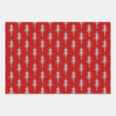 Silver Woodland Pine Tree Forest Holiday Red Inpakpapier Vel (Voorkant 3)
