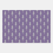 Silver Woodland Pine Tree Forest Mulberry Paars Inpakpapier Vel (Voorkant 3)