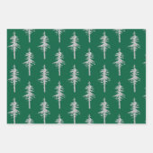 Silver Woodland Spruce Trees Forest Green Inpakpapier Vel (Voorkant 2)