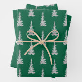 Silver Woodland Spruce Trees Forest Green Inpakpapier Vel (In situ)