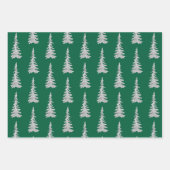 Silver Woodland Spruce Trees Forest Green Inpakpapier Vel (Voorkant 3)