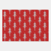 Silver Woodland Spruce Trees Holiday Red Inpakpapier Vel (Voorkant 2)