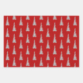Silver Woodland Spruce Trees Holiday Red Inpakpapier Vel (Voorkant)