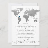 Silver World Travel Map Destination Wedding Kaart (Voorkant)