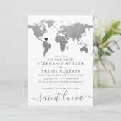 Silver World Travel Map Destination Wedding Kaart (Staand voorkant)