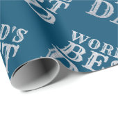 Silver World's beste pap Vaderdag Glitter Cadeaupapier (Rol Hoek)