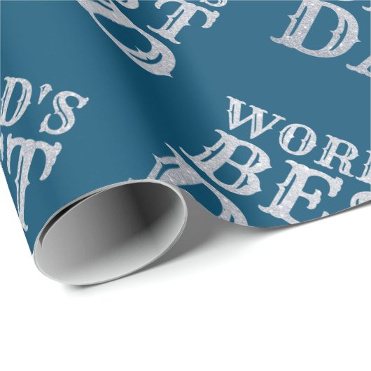Silver World's beste pap Vaderdag Glitter Cadeaupapier (Rol Hoek)