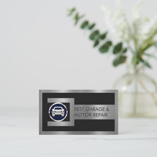 Silver Wrench Frame On Car Nut Logo Visitekaartje (Staand voorkant)