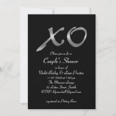 Silver XO's Couple's Shower Uitnodiging (Voorkant)