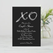 Silver XO's Couple's Shower Uitnodiging (Staand voorkant)