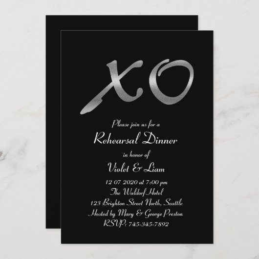 Silver XO's repetitieve uitnodiging (Voorkant / Achterkant)