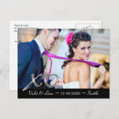 Silver XO's Save the Date Aankondigingskaart (Voorkant / Achterkant)