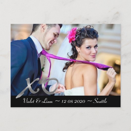 Silver XO's Save the Date Aankondigingskaart (Voorkant)