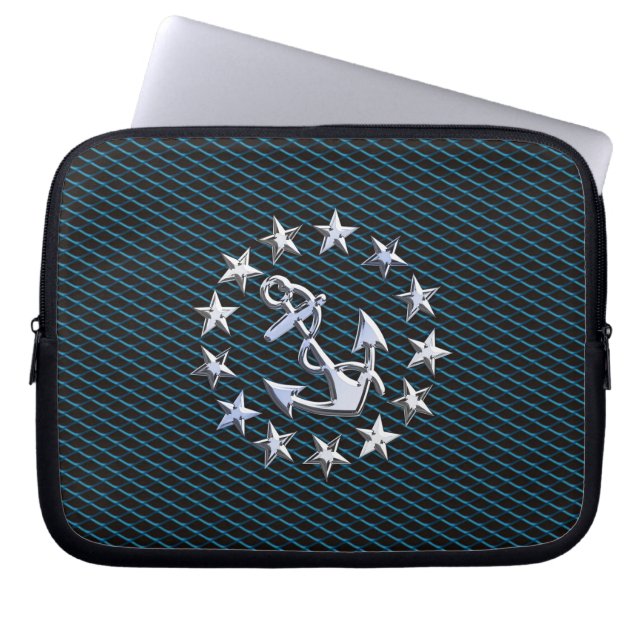 Silver Yacht Flag Laptop Sleeve (Voorkant)