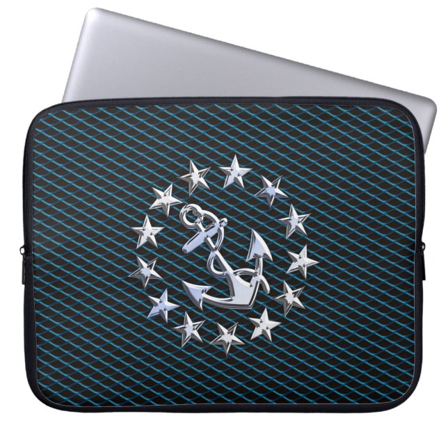 Silver Yacht Flag Laptop Sleeve (Voorkant)