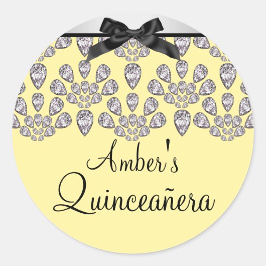 Silver/Yellow Forever Diamonds Quinceañera Sticker (Voorkant)