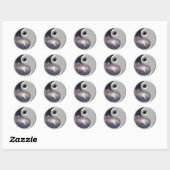 Silver Ying Yang Galaxy Space Ronde Sticker (Vel)