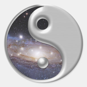Silver Ying Yang Galaxy Space Ronde Sticker