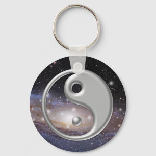 Silver Ying Yang Galaxy Space Sleutelhanger