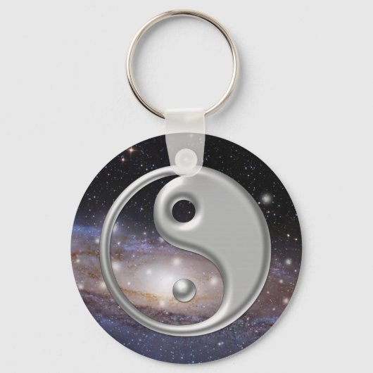 Silver Ying Yang Galaxy Space Sleutelhanger (Voorkant)