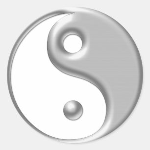 Silver Ying Yang Ronde Sticker