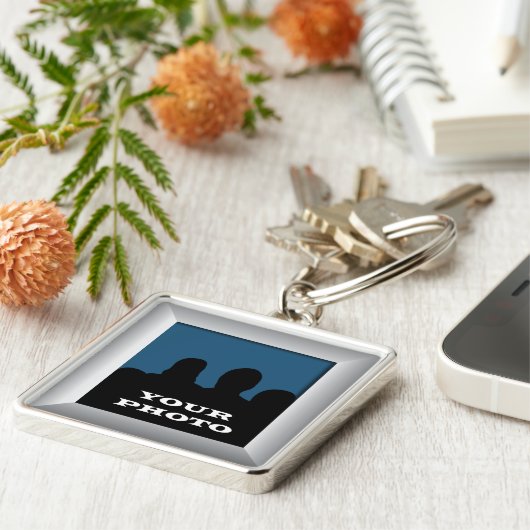 Silver Your Photo Lijst Premium Sleutelhanger (Zijkant)