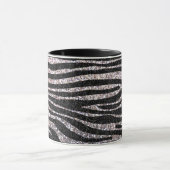 Silver zebra stripe (faux glitter bling) mok (Midden)
