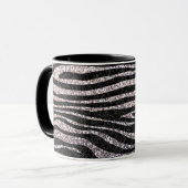 Silver zebra stripe (faux glitter bling) mok (Voorkant links)