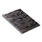 Silver zebra stripe (faux glitter bling) notitieboek (Rechterzijde)