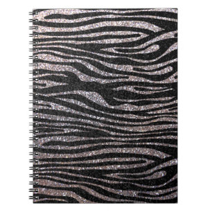 Silver zebra stripe (faux glitter bling) notitieboek