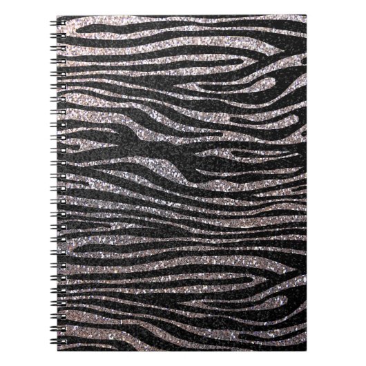 Silver zebra stripe (faux glitter bling) notitieboek (Voorkant)