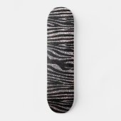 Silver zebra stripe (faux glitter bling) skateboard (Voorkant)