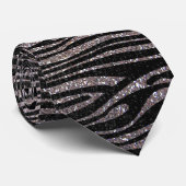 Silver zebra stripe (faux glitter bling) stropdas (Opgerold)