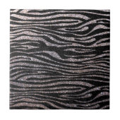 Silver zebra stripe (faux glitter bling) tegeltje (Voorkant)