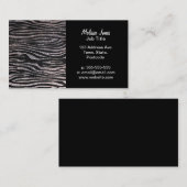 Silver zebra stripe (faux glitter bling) visitekaartje (Voorkant / Achterkant)
