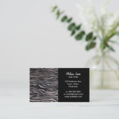Silver zebra stripe (faux glitter bling) visitekaartje (Staand voorkant)