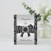 Silver Zebra White Black Jewel 30th Birthday 2 Kaart (Staand voorkant)