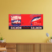 Silver Zee Merk Salmon Label- Seattle, WA Canvas Afdruk (Insitu (Woonkamer))