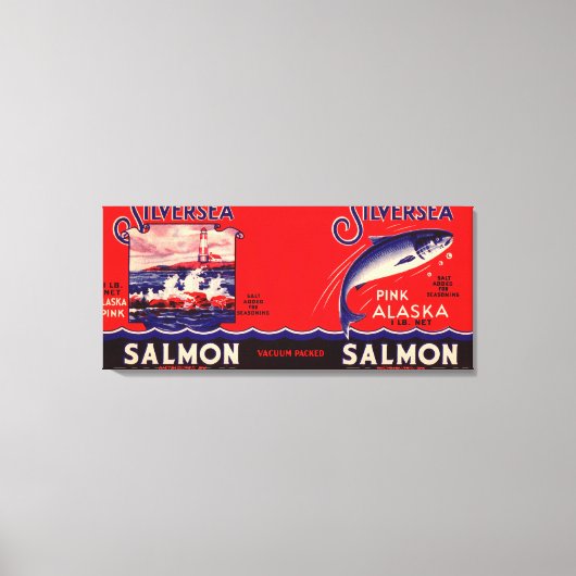 Silver Zee Merk Salmon Label- Seattle, WA Canvas Afdruk (Voorkant)