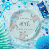 Silver Zee Turks Blue Ink | Aangepaste verjaardag Papieren Bordje (Feest)