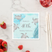 Silver Zee Turks Blue Ink | Aangepaste verjaardag Servet (Insitu)