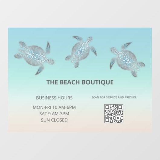 Silver Zee Turquoise Coastal Raamsticker (Vel)