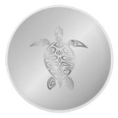 Silver Zee Turtle Animal Keramische Knop (Voorkant)