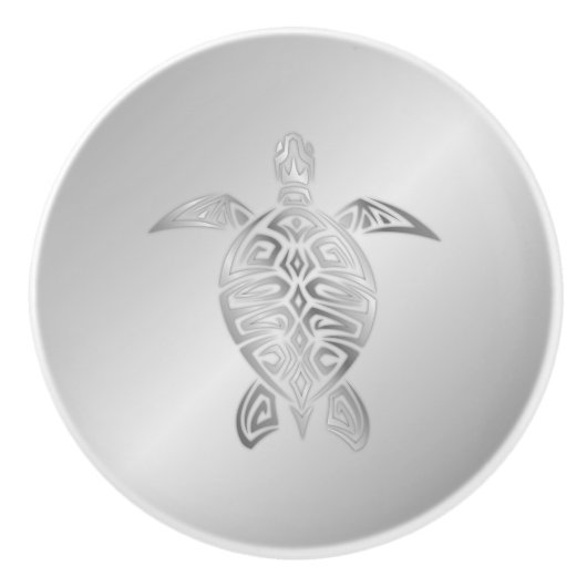 Silver Zee Turtle Animal Keramische Knop (Voorkant)