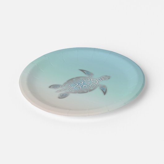 Silver Zee Turtle Beach Style Maritime Coastal Papieren Bordje (Gekanteld)