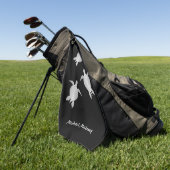 Silver Zee Turtle Black Monogram Coastal Golfhanddoek (Groen)