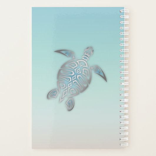 Silver Zee Turtle Coastal voegt naam en jaar toe Planner (Achterkant)