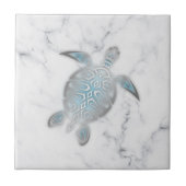 Silver Zee Turtle Grey Marmer Tegeltje (Voorkant)