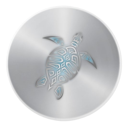 Silver Zee Turtle Keramische Knop (Voorkant)