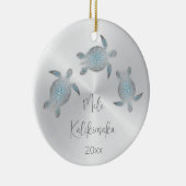 Silver Zee Turtle | Kerstmis in Hawaïti Keramisch Ornament (Rechts)